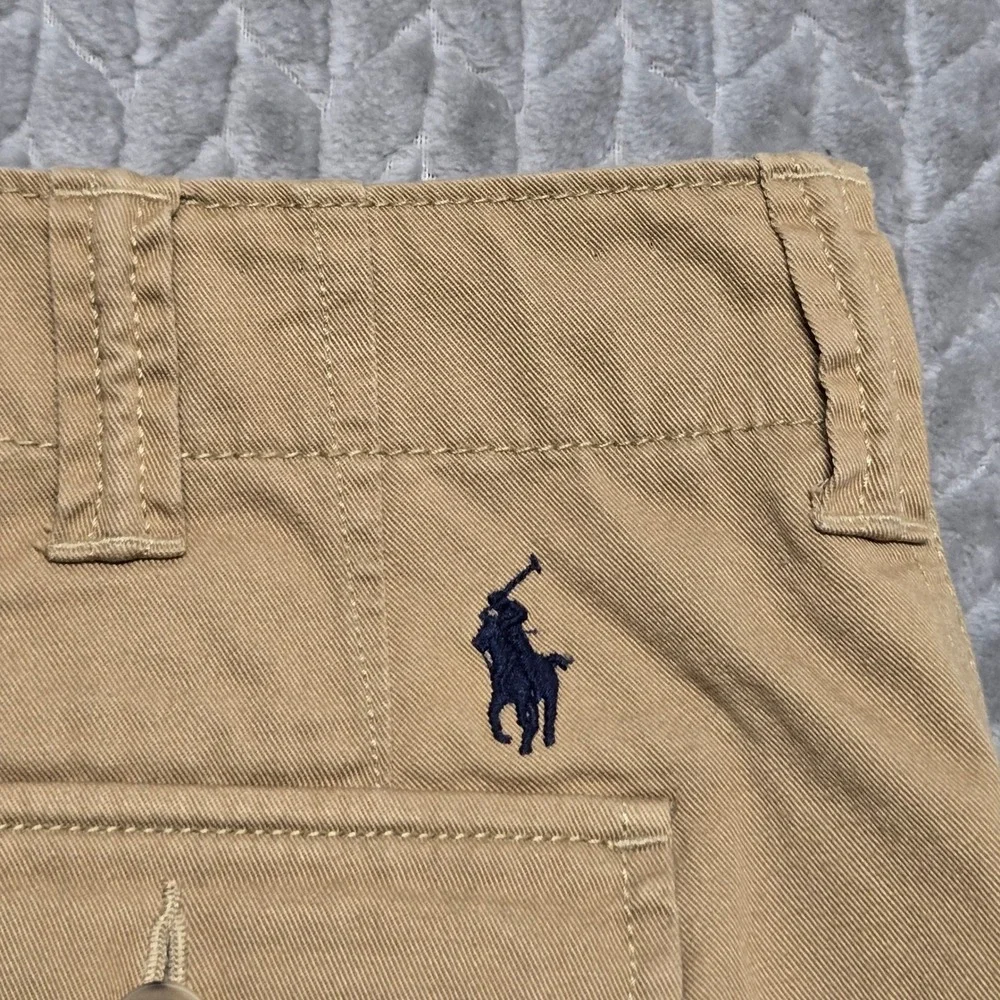 Polo Ralph Lauren Mens Relaxed Fit Cargo Shorts Khaki Tan Cotton 33x10 Blue Pony
